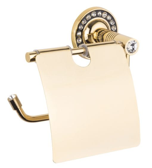 Special Series Gold Brass Stone-Embellished Covered Toilet Roll Holder