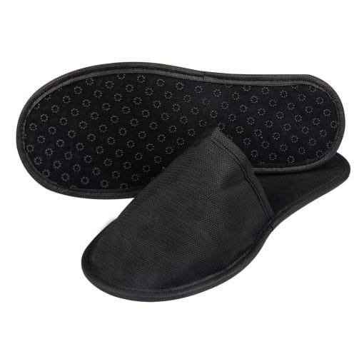 Hotel Spa VIP Black Slippers Non-Slip Sole