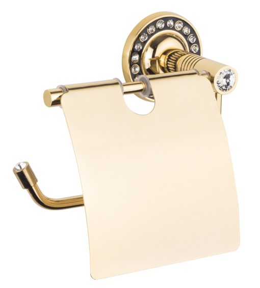 Özel Seri Gold Altın Pirinç Taşlı Kapalı Tuvalet Kağıtlığı