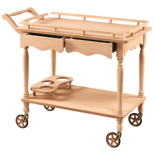 Ahşap Üç Katlı Dekoratif Servis Arabası